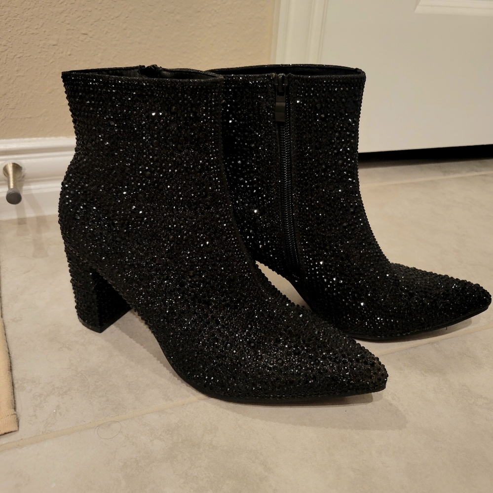Black Sparkly Rhinestone Boots
